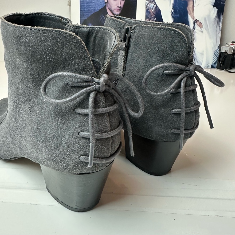 Tahari Gray Suede Ankle Boots | Block Heel · Neutral Capsule / Office Chic - Picture 3 of 11